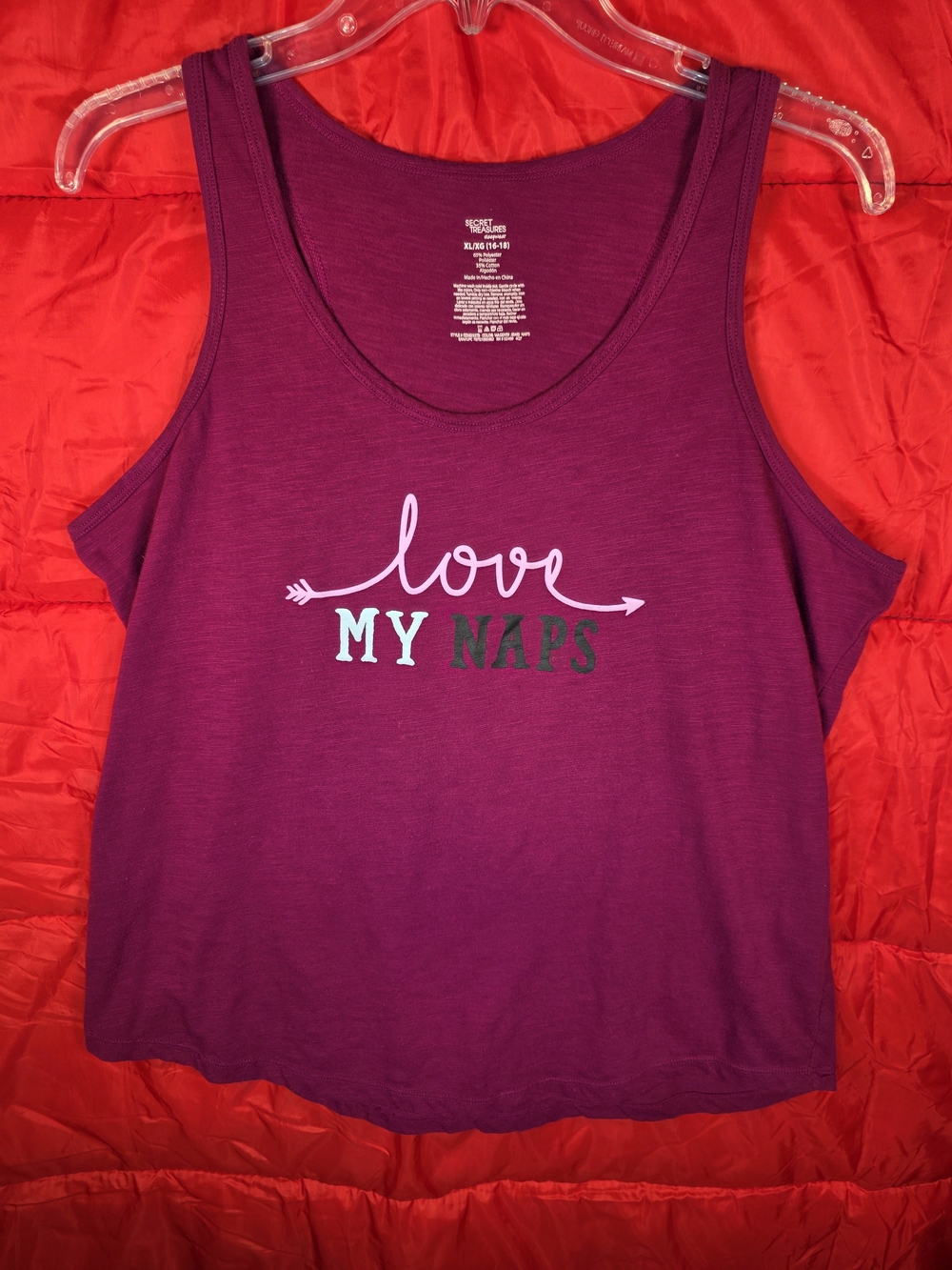 Secret Treasures Purple Graphic Tank with 'Love My Naps'